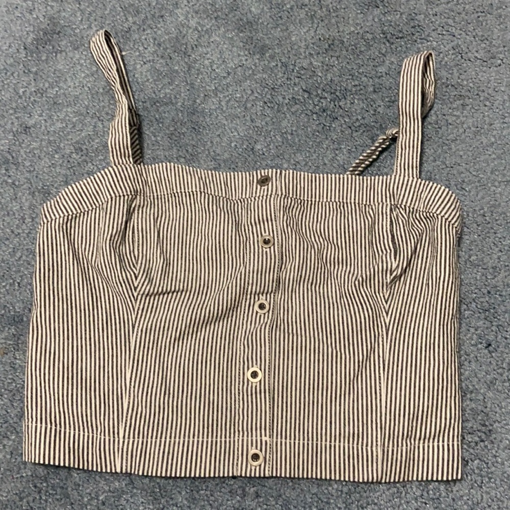 Hollister button up striped crop top